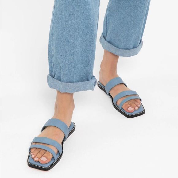 MATT & Nat Anzu Blue Vegan Strap Square Toe Sandals Size 39 - Picture 1 of 11